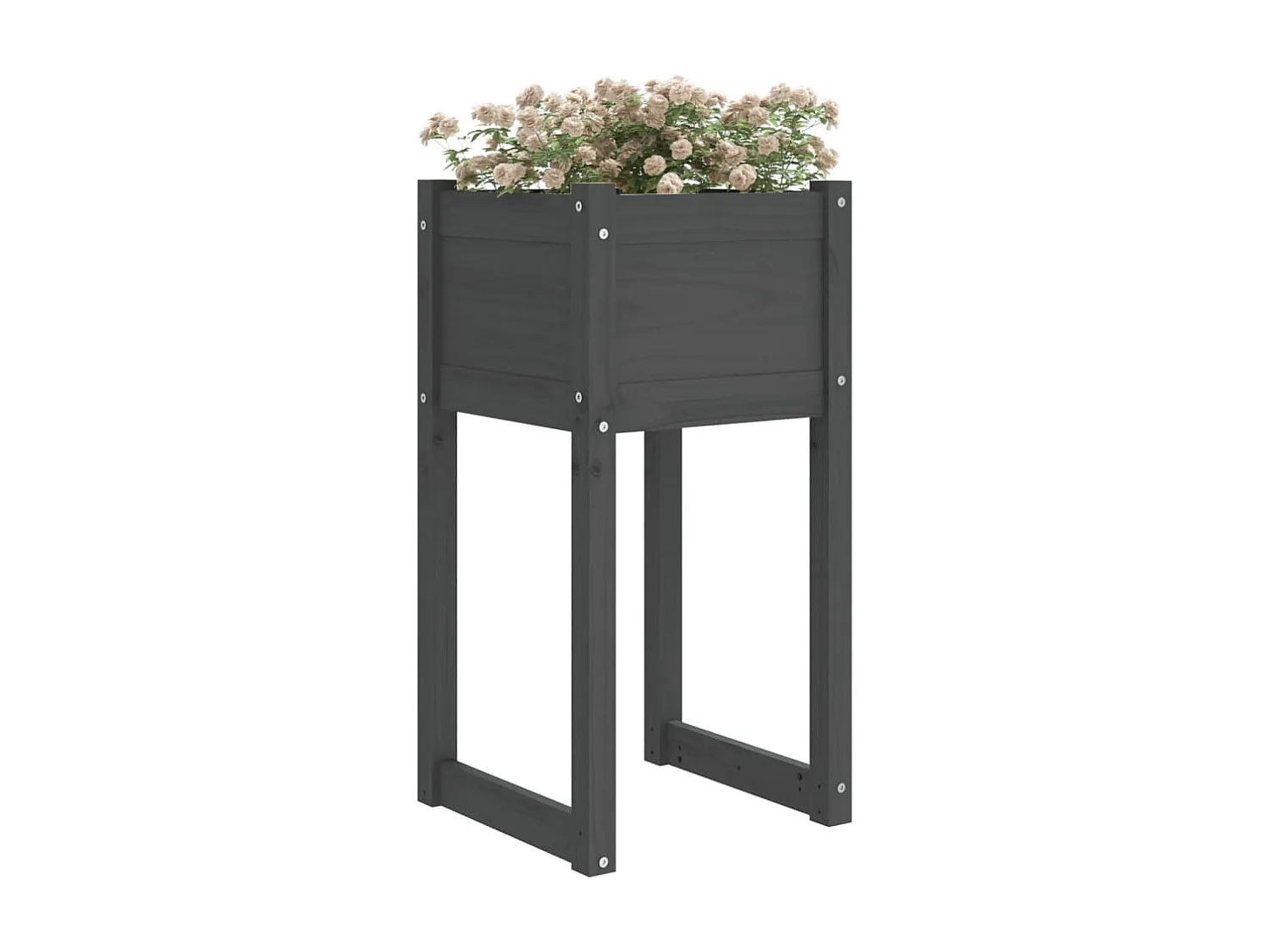 Jardinière Gris 40x40x81 cm Bois massif de pin BE8122