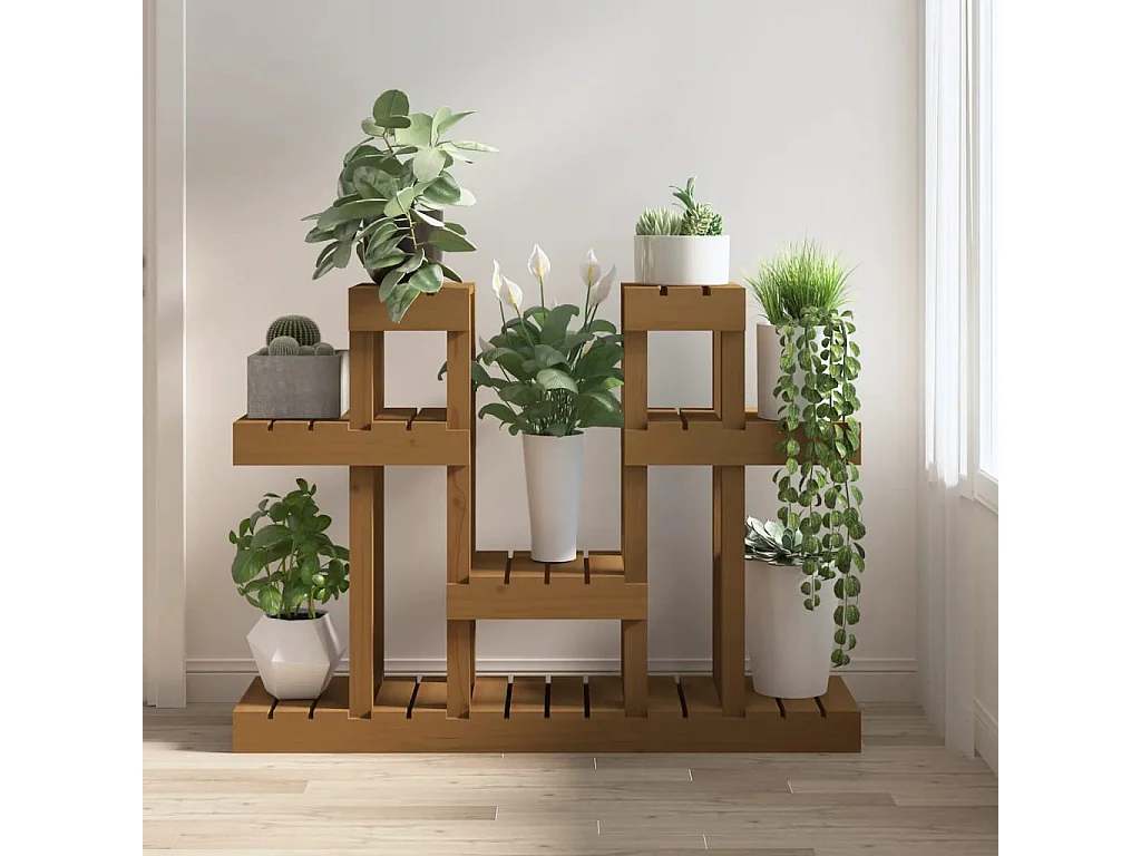 Suporte para plantas 104,5x25x77,5 cm pinho maciço castanho mel PT539236