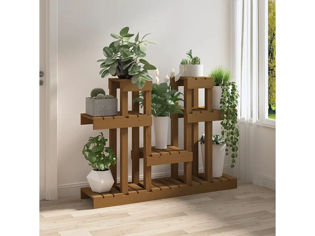Suporte para plantas 104,5x25x77,5 cm pinho maciço castanho mel PT539236
