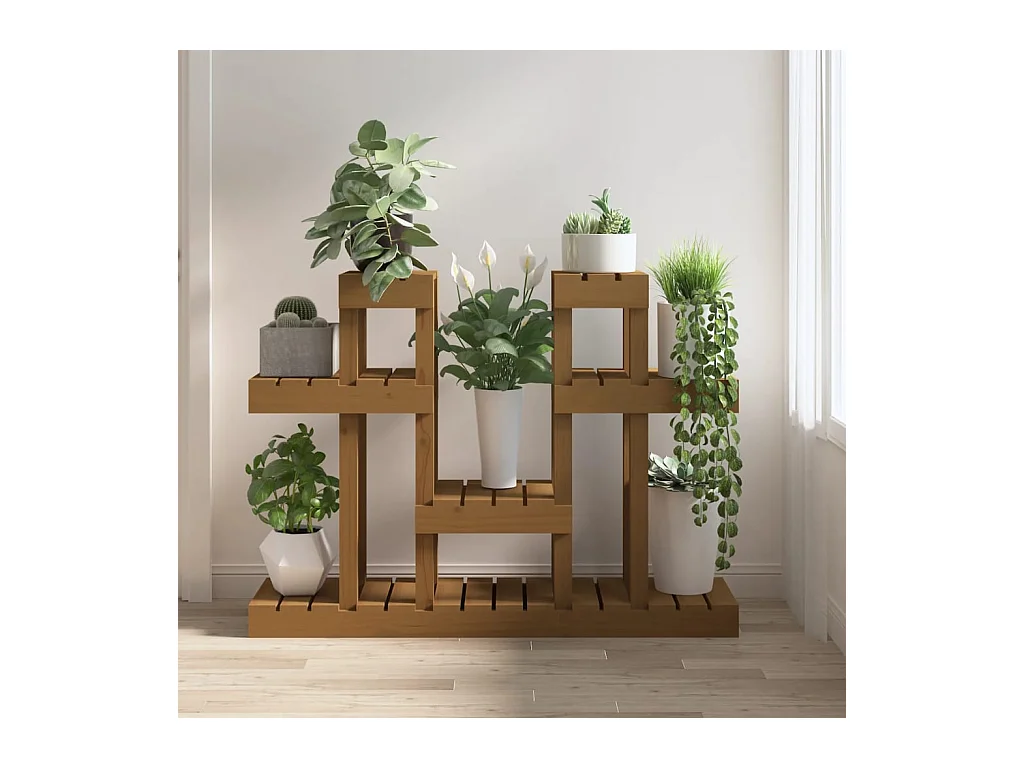 Jardinière Support à plantes Marron miel 104,5x25x77,5 cm Bois massif pin BE5128