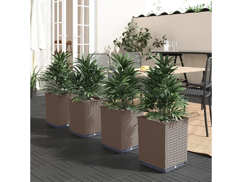 Jardinières 4 pcs marron 30x30x37 cm polypropylène WVGQ9595