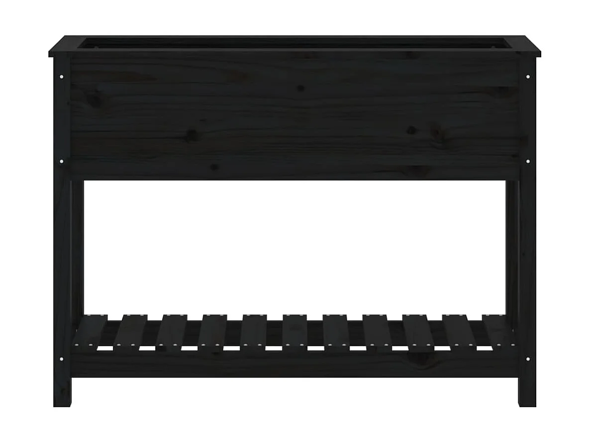 Jardinière avec étagère Noir 111,5x34,5x81cm Bois massif de pin BE7011