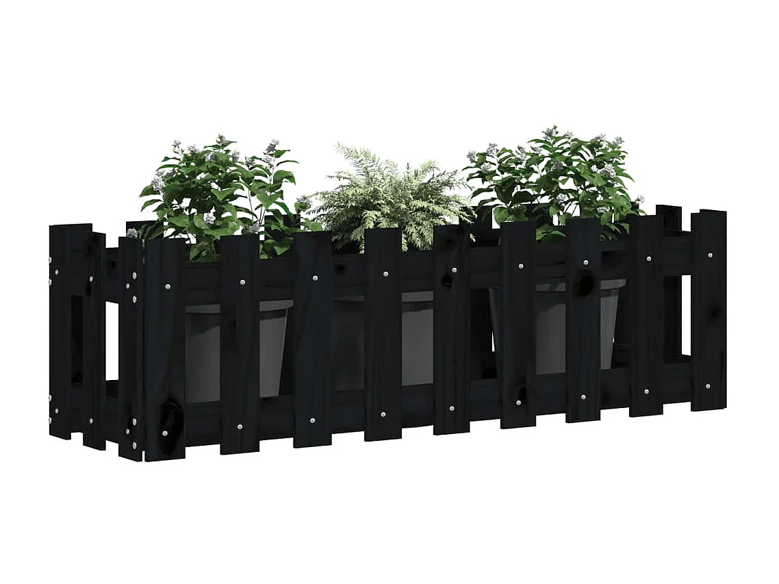 Plantenbak verhoogd hekontwerp 100x30x30 cm grenenhout zwart