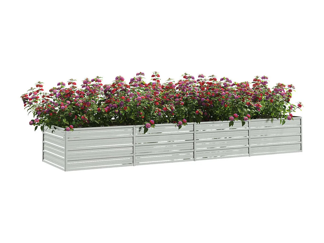 Jardinera de acero galvanizado plateado 320x80x45 cm ES60725