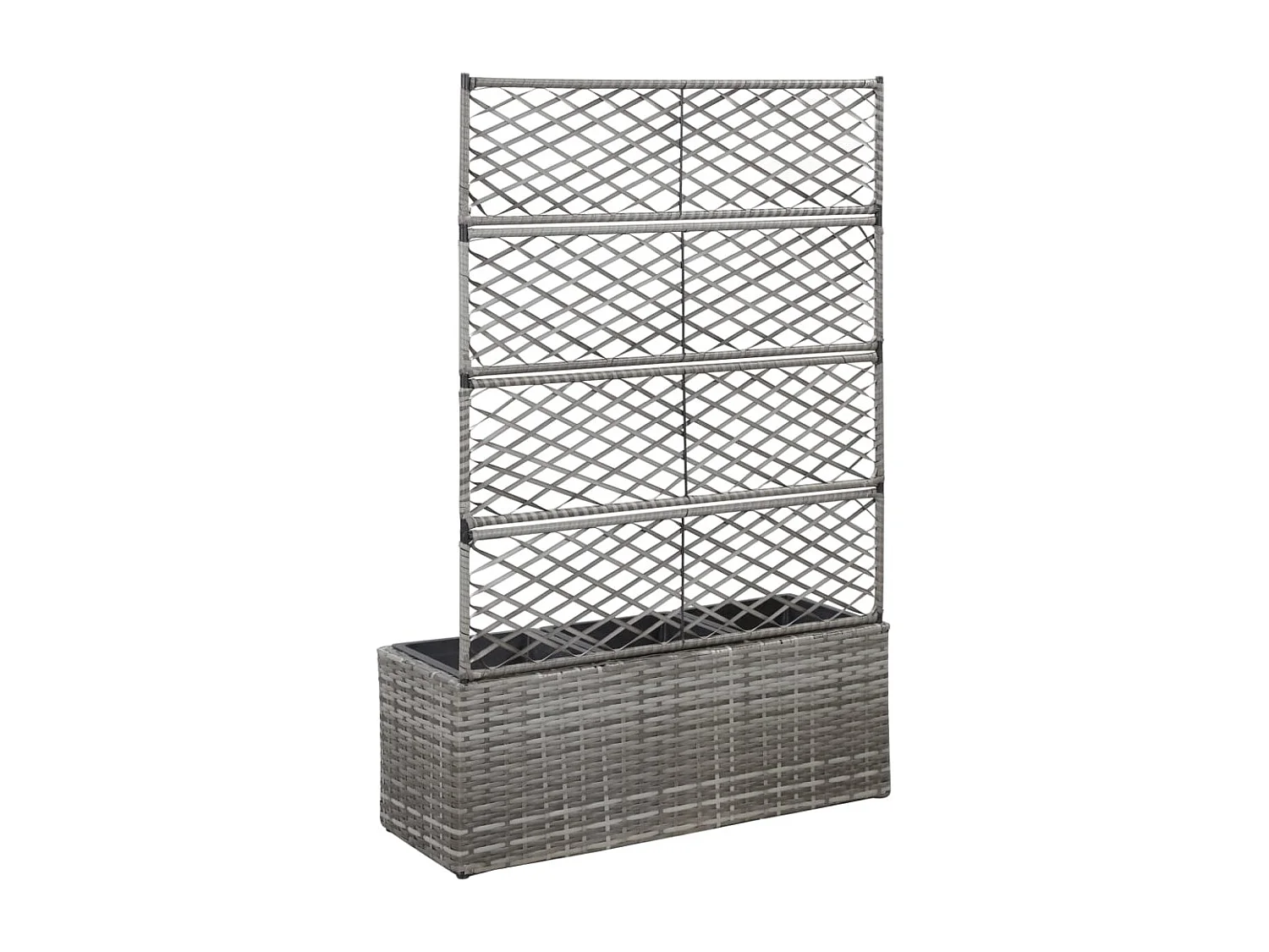 Enrejado y Jardinera 3 macetas ratán sintético gris 83x30x130 cm ES19206