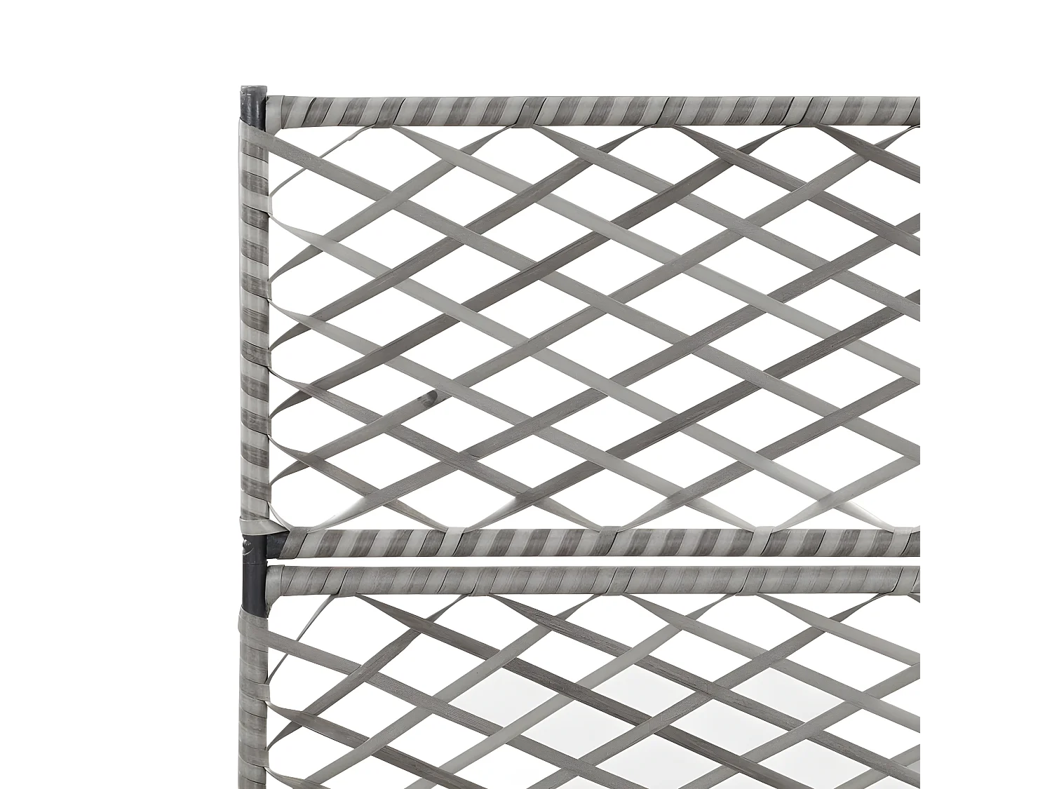 Enrejado y Jardinera 3 macetas ratán sintético gris 83x30x130 cm ES19206