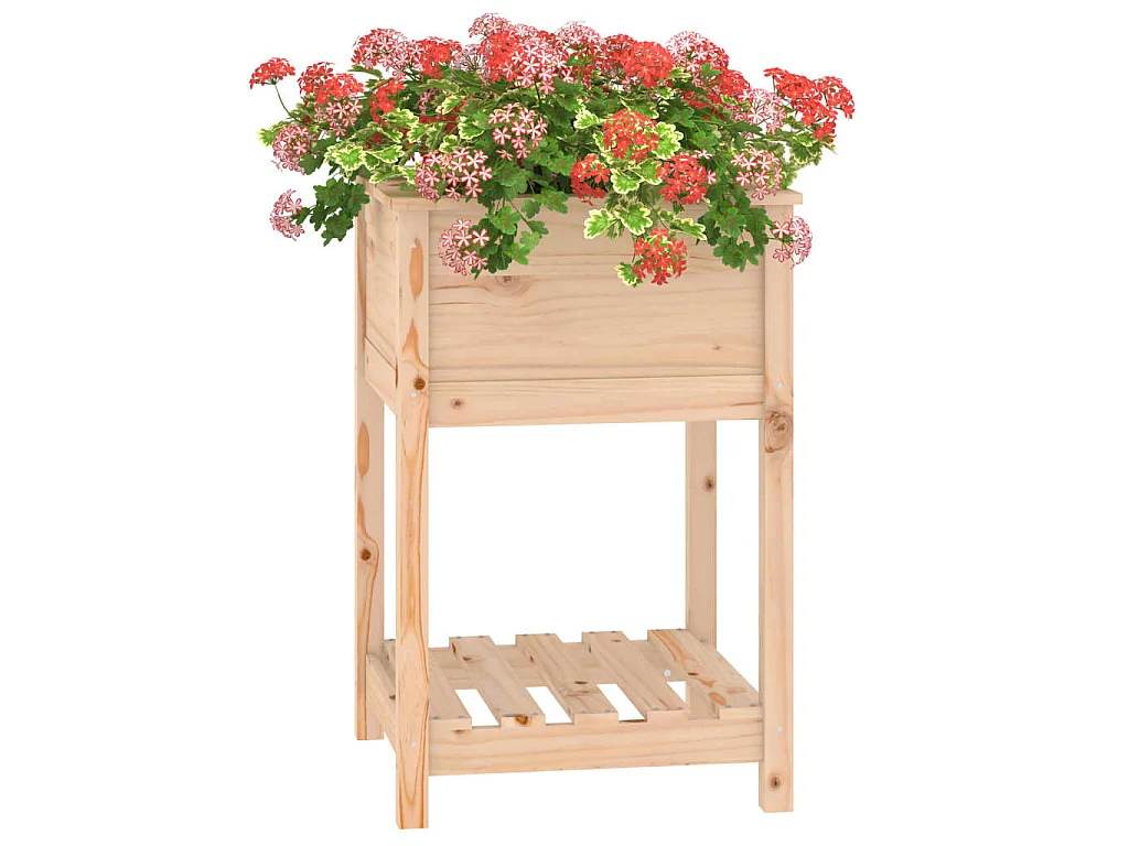 Jardinière avec étagère 54x54x81 cm Bois massif de pin BE6743