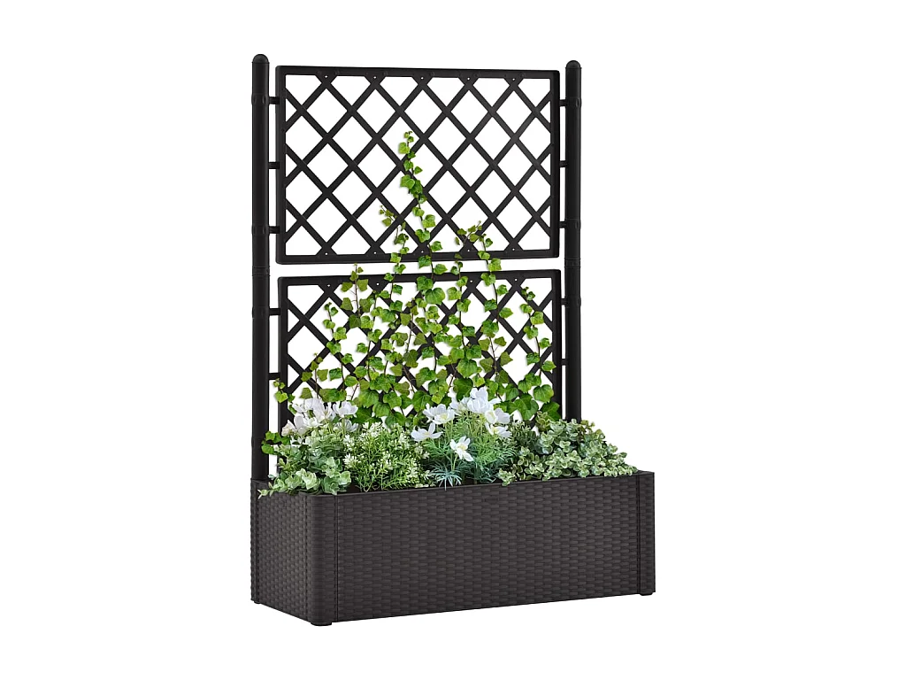 Jardinera con enrejado y sistema de riego automático antracita ES25855