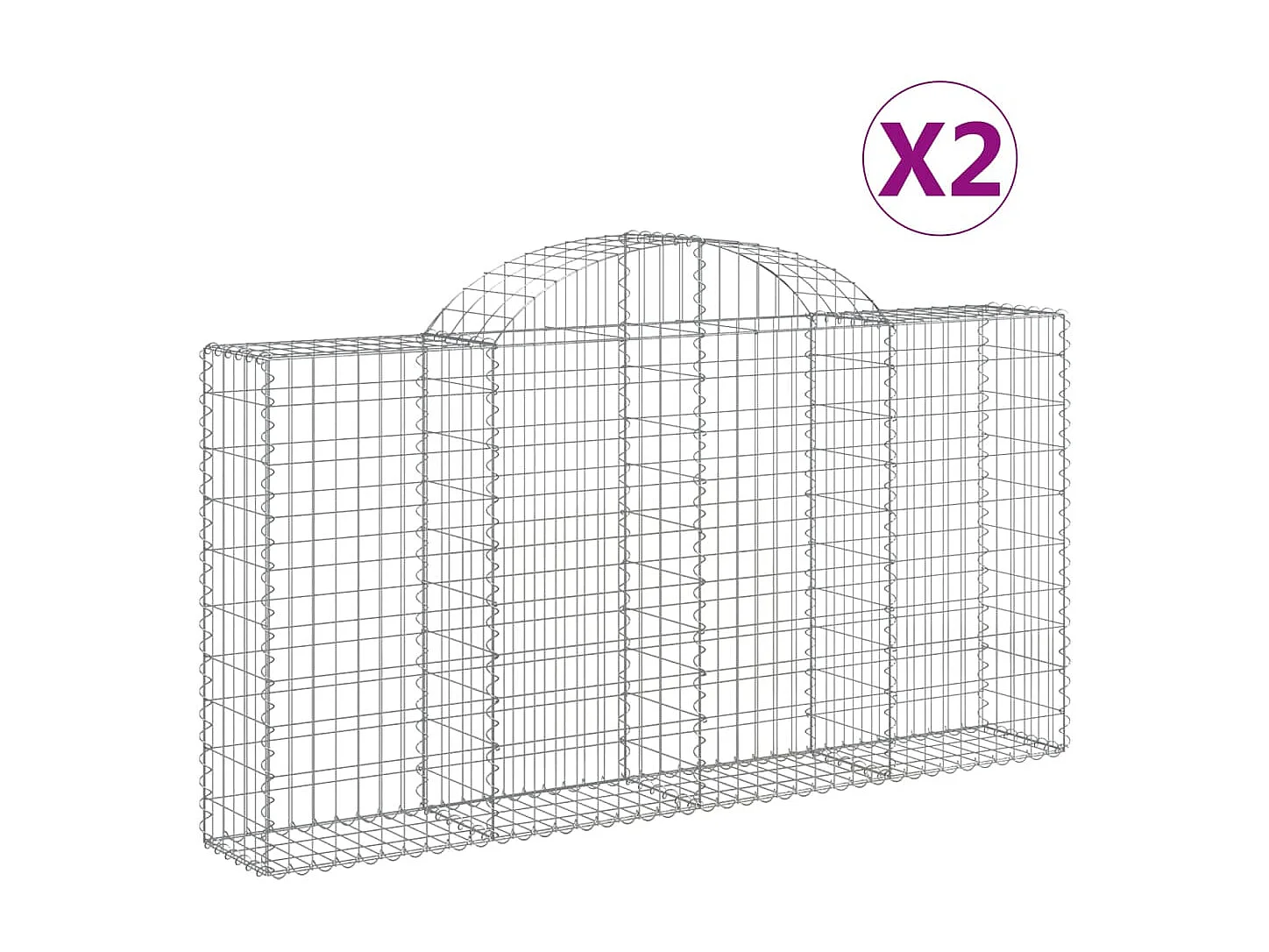 Cestas de gaviones 2 uds forma de arco hierro 200x30x100/120 cm ES97578