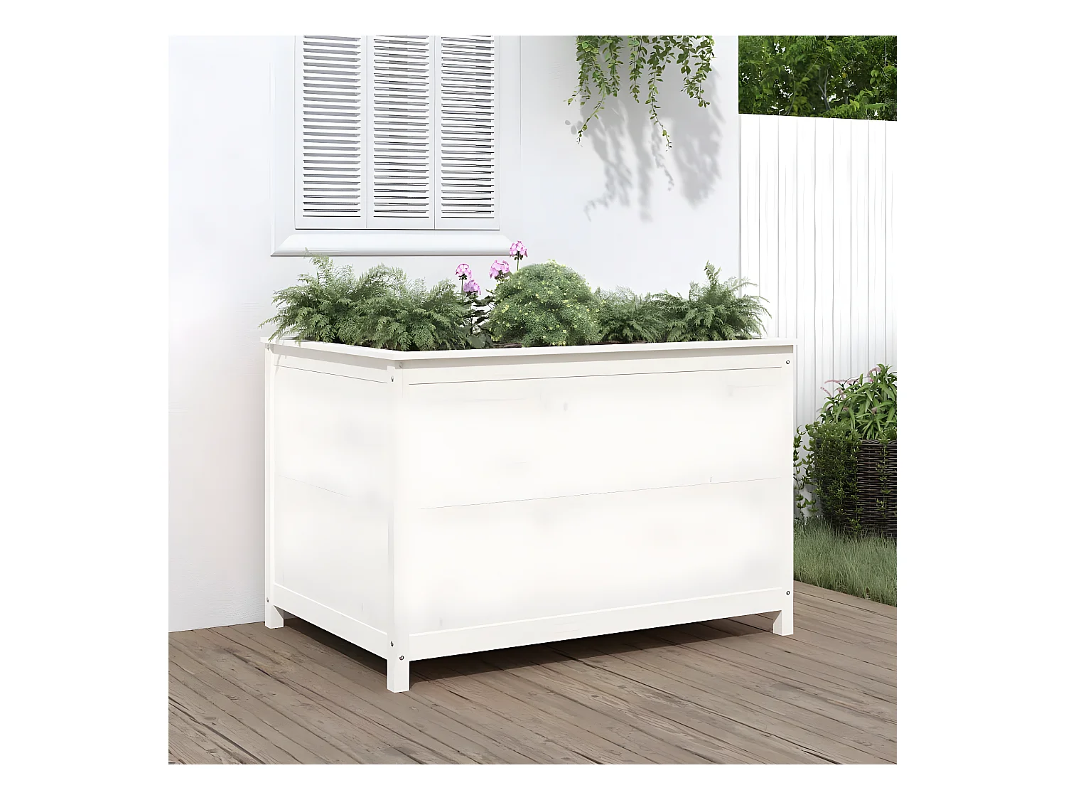 Jardinera elevado de jardín madera de pino blanco 119,5x82,5x78cm ES58515