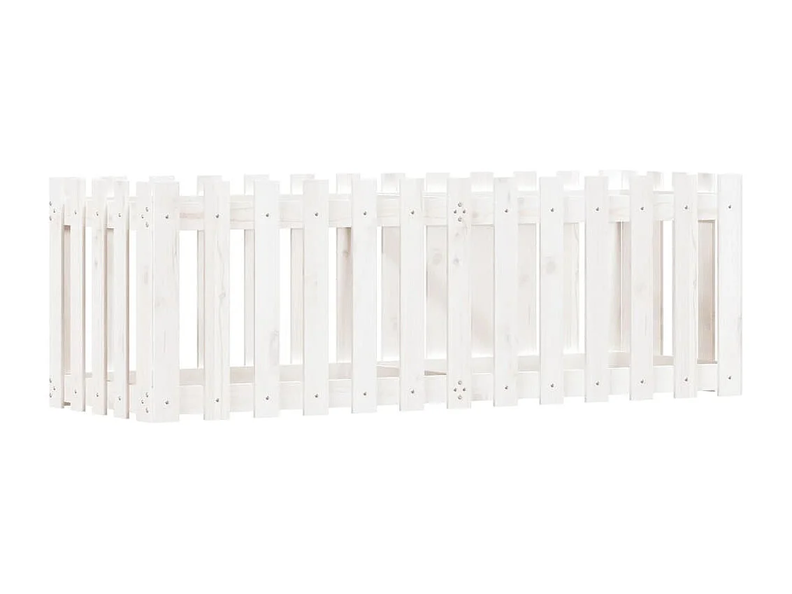 Jardinera elevado jardín con valla madera pino blanco 150x50x50cm ES19182