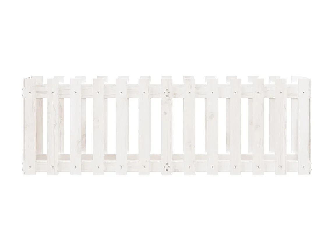 Jardinera elevado jardín con valla madera pino blanco 150x50x50cm ES19182