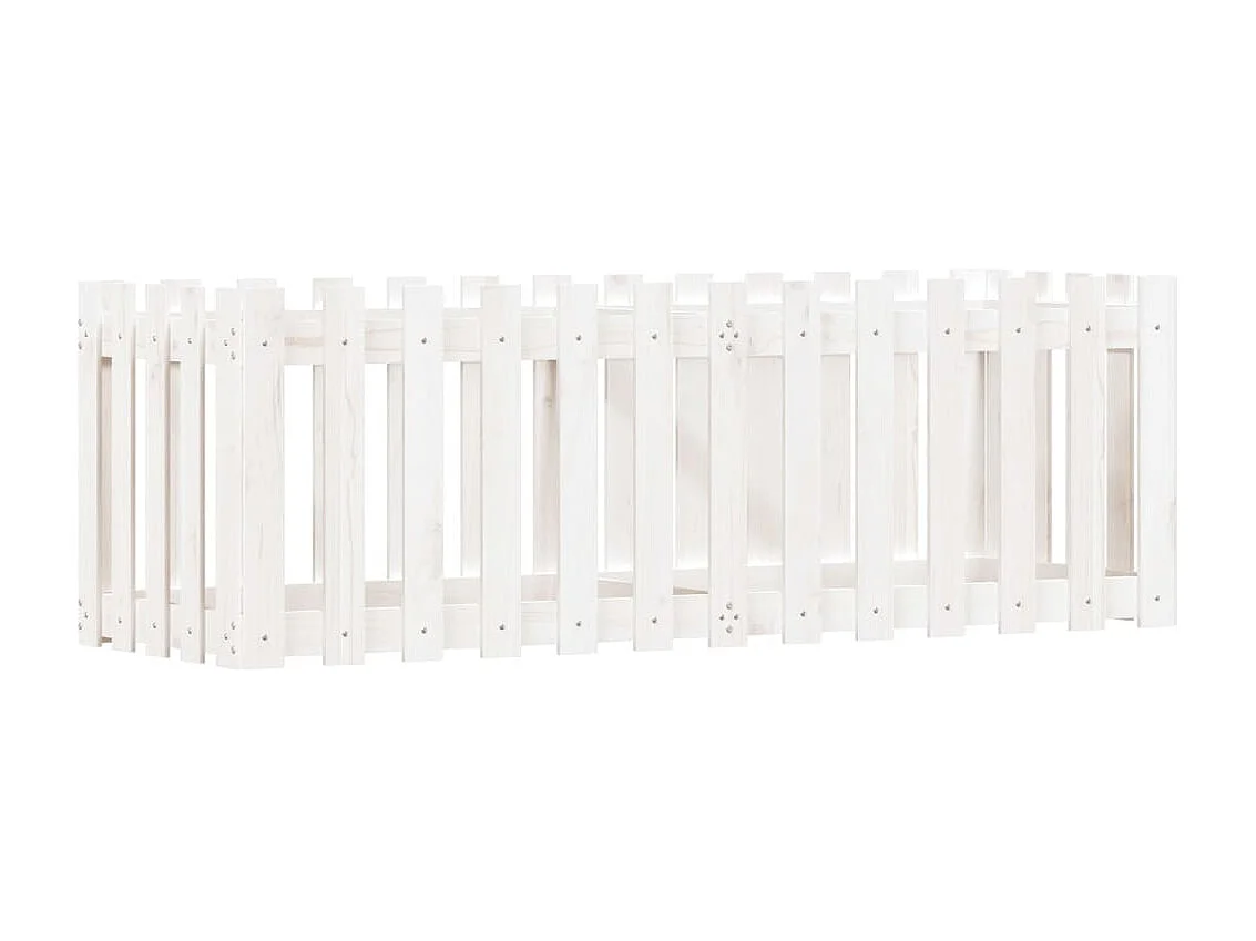 Jardinera elevado jardín con valla madera pino blanco 150x50x50cm ES19182