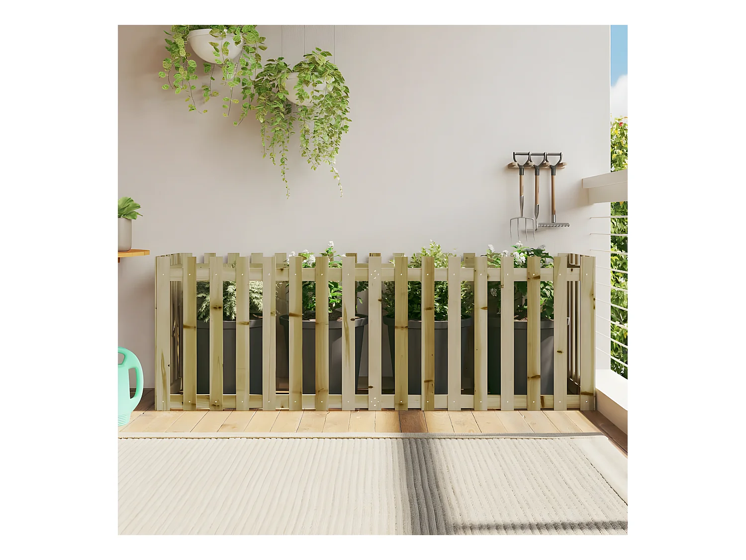 Jardinera elevado jardín valla madera impregnada pino 200x50x70cm ES43728