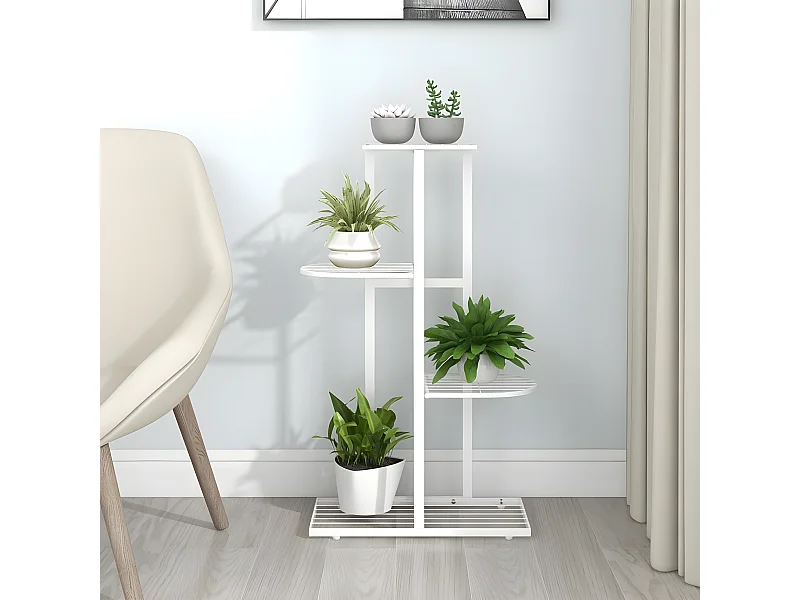 Bloemenstandaard met 4 lagen 43x22x76 cm metaal wit NL609845