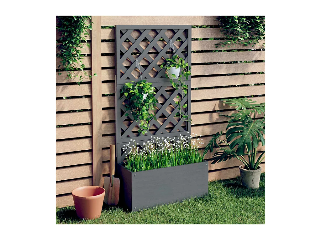 Jardinière en treillis Gris 65x33x135 cm WPC BE2111