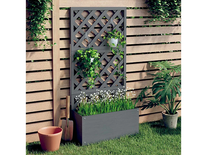 Jardinière en treillis Gris 65x33x135 cm WPC BE2111