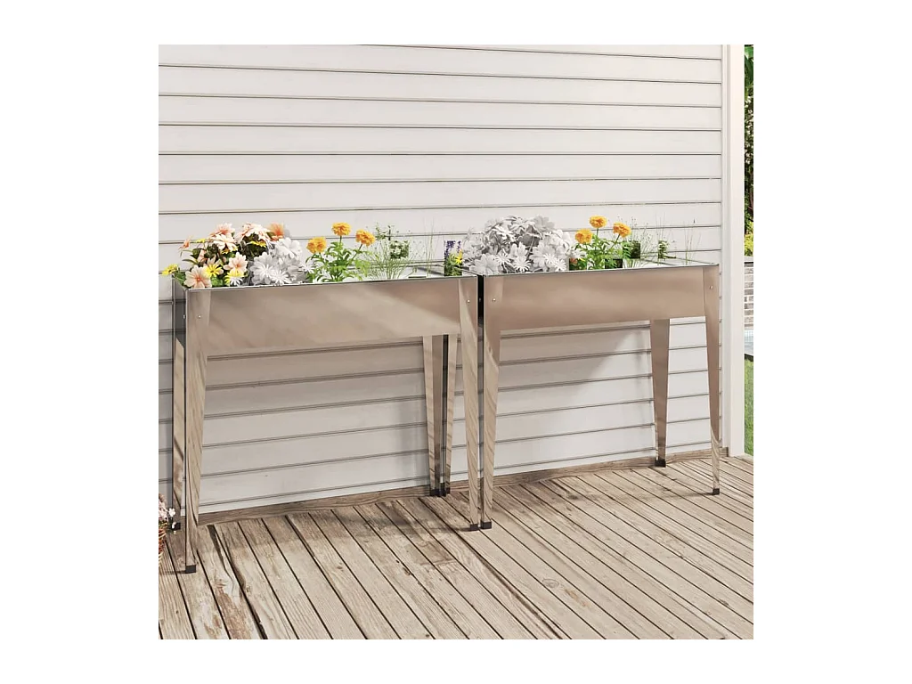 Jardinières 2 pcs Acier galvanisé BE4243