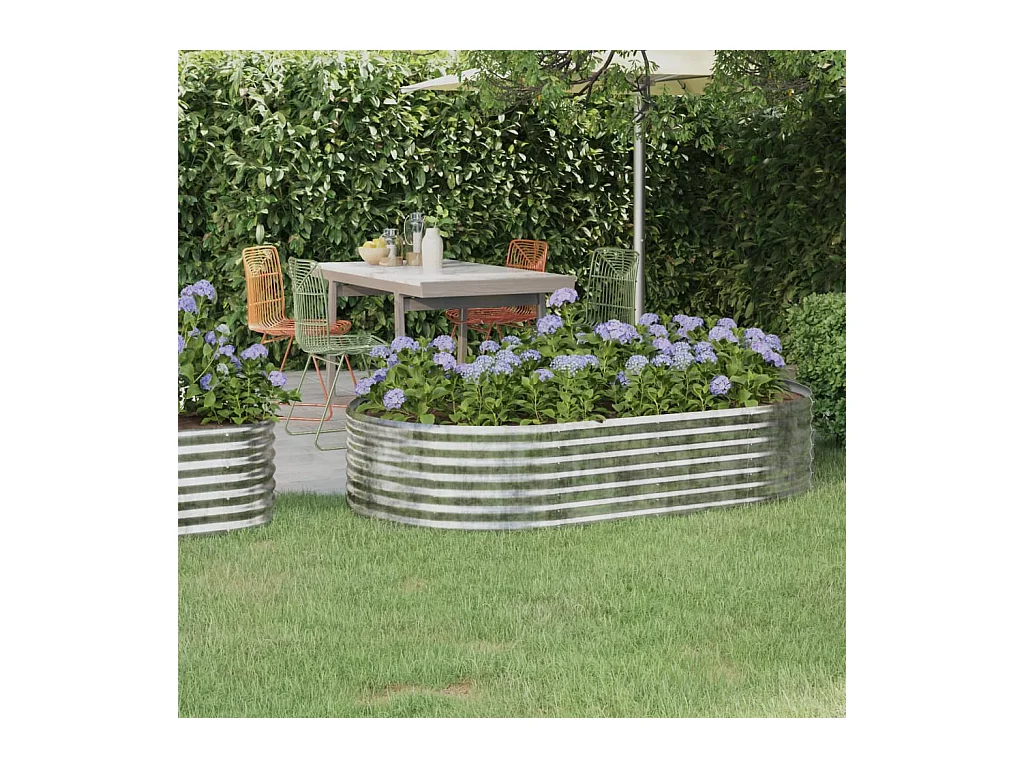 Jardinière Lit surélevé de jardin Acier enduit de poudre Argenté WVGQ4276