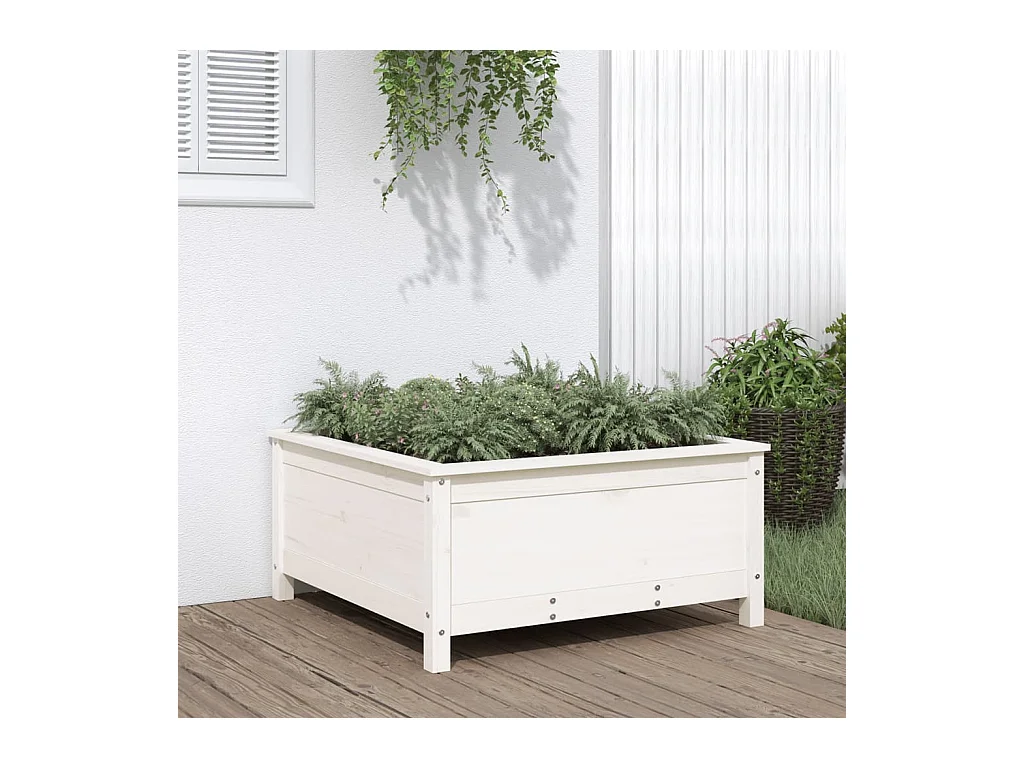Jardinière blanc 82,5x82,5x39 cm bois massif de pin BE5800