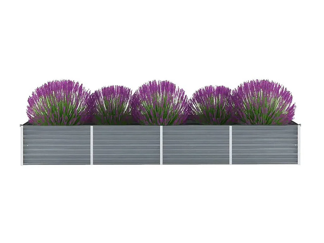 Jardinera de jardín de acero galvanizado gris 320x80x45 cm ES63233