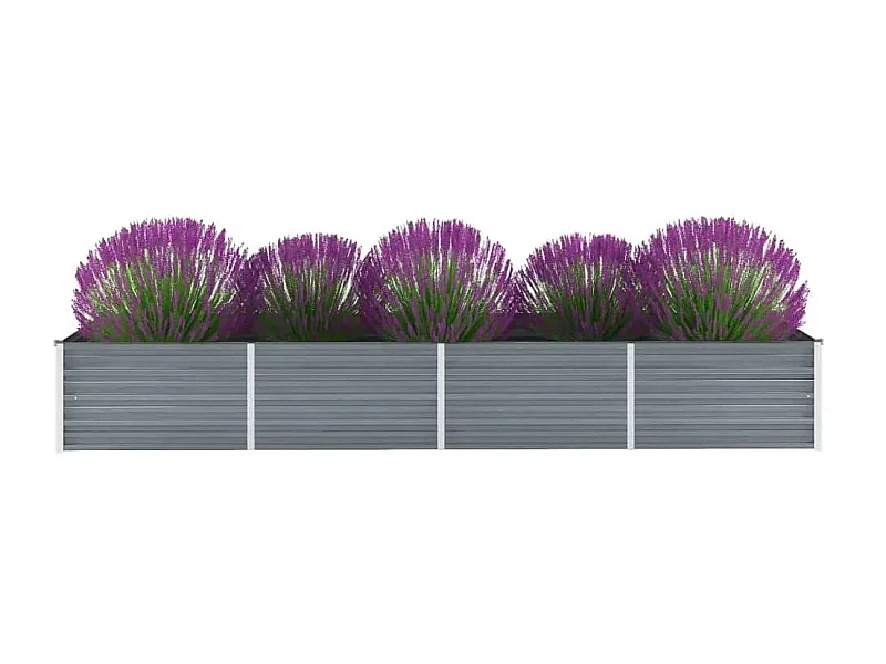 Jardinera de jardín de acero galvanizado gris 320x80x45 cm ES63233