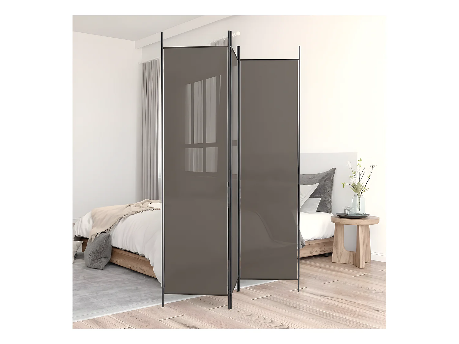 Paravent 3 panneaux Anthracite 150x200 cm Tissu WVGQ8655