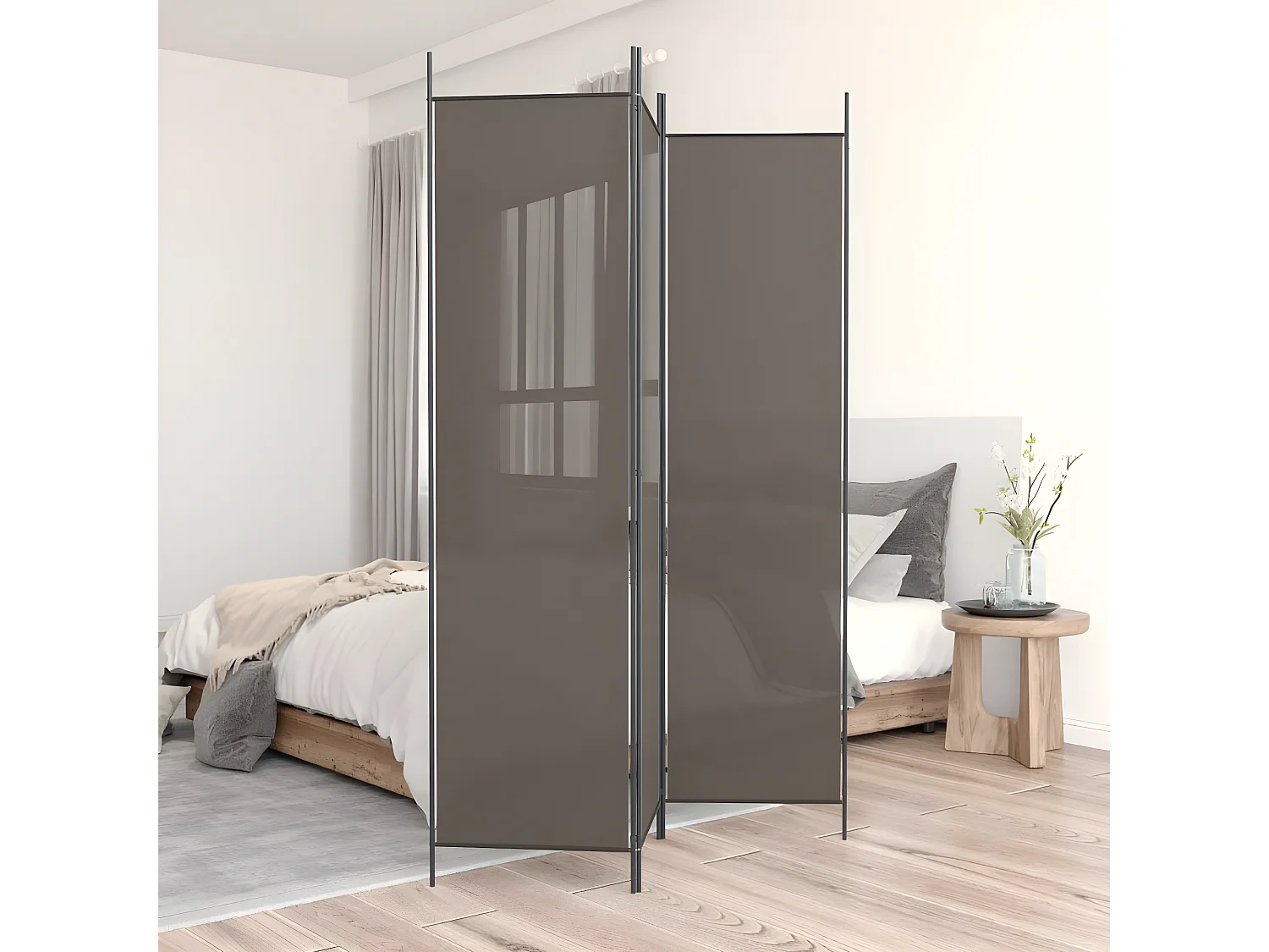 Paravent 3 panneaux Anthracite 150x200 cm Tissu WVGQ8655