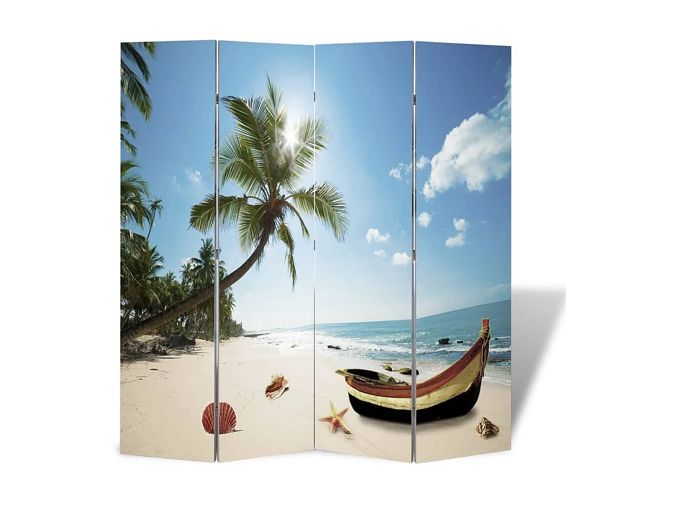 Biombo dobrável com estampa de praia 160x170 cm PT231232