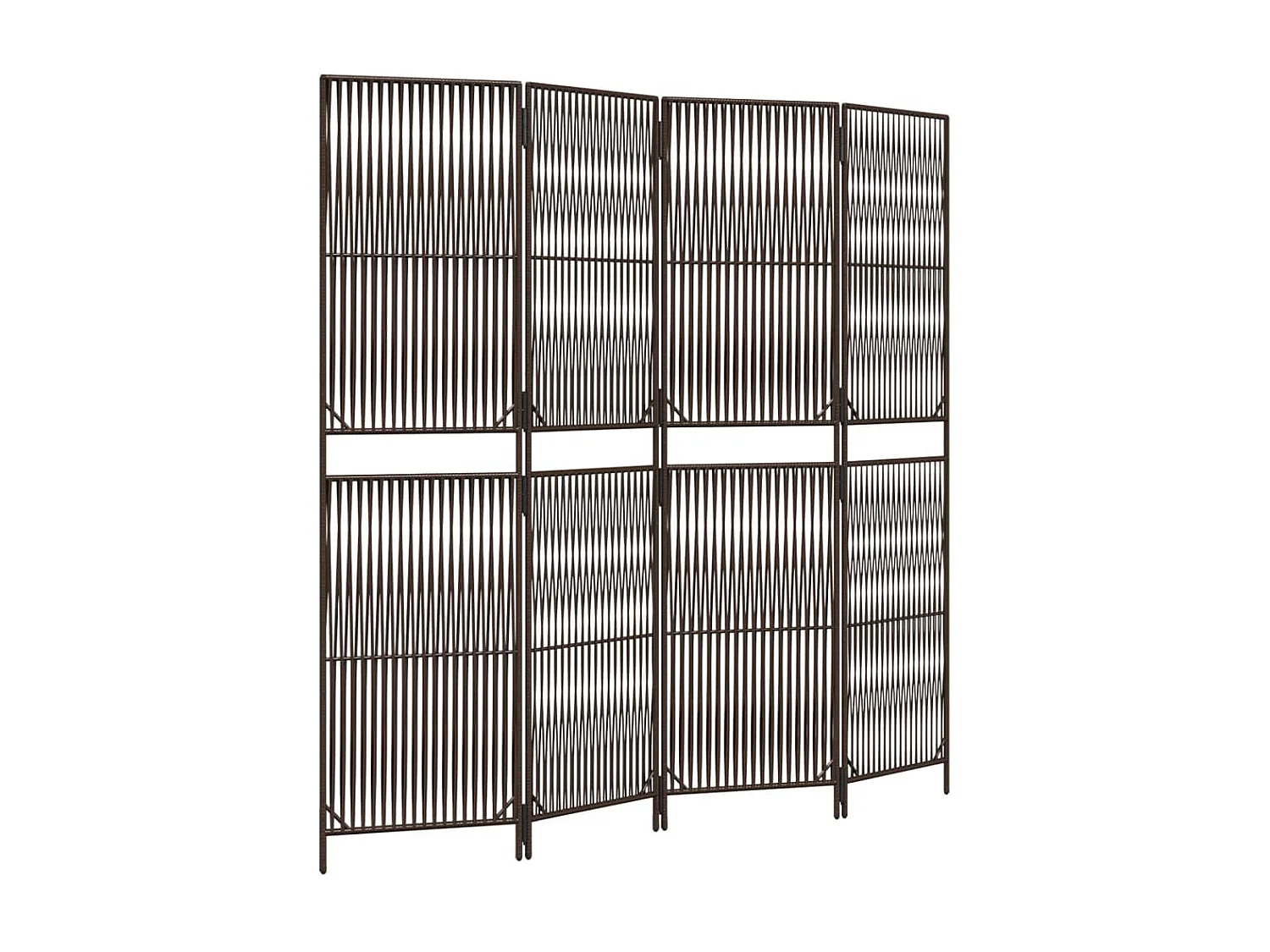 Biombo de divisão 4 painéis vime PE castanho PT997426