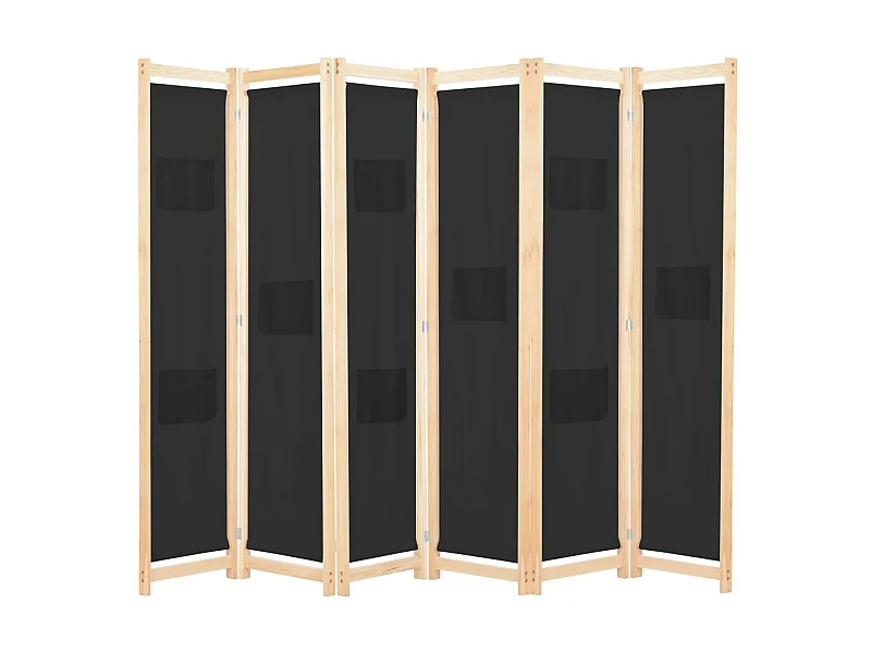 Paravent 6 panneaux Noir 240 x 170 x 4 cm Tissu WVGQ3379