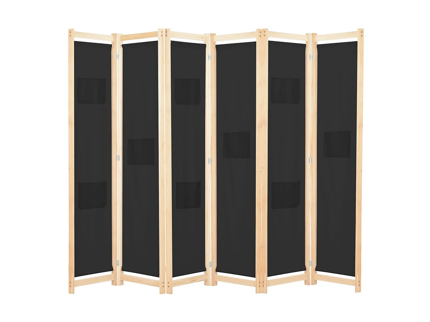 Paravent 6 panneaux Noir 240 x 170 x 4 cm Tissu WVGQ3379