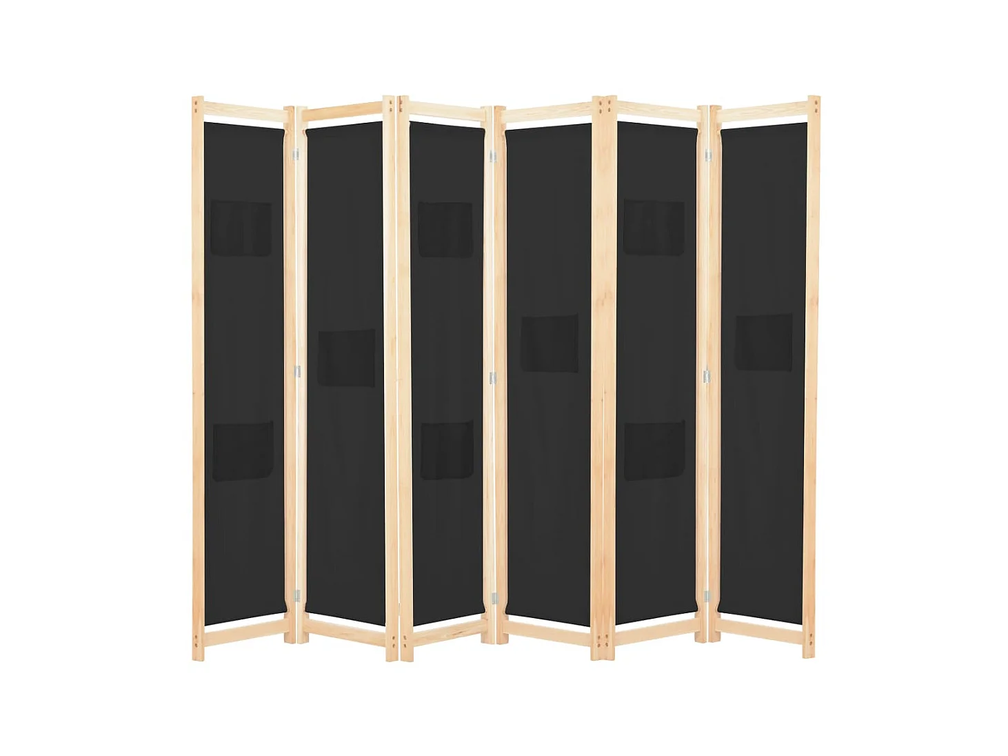 Kamerscherm met 6 panelen 240x170x4 cm stof zwart NL639199