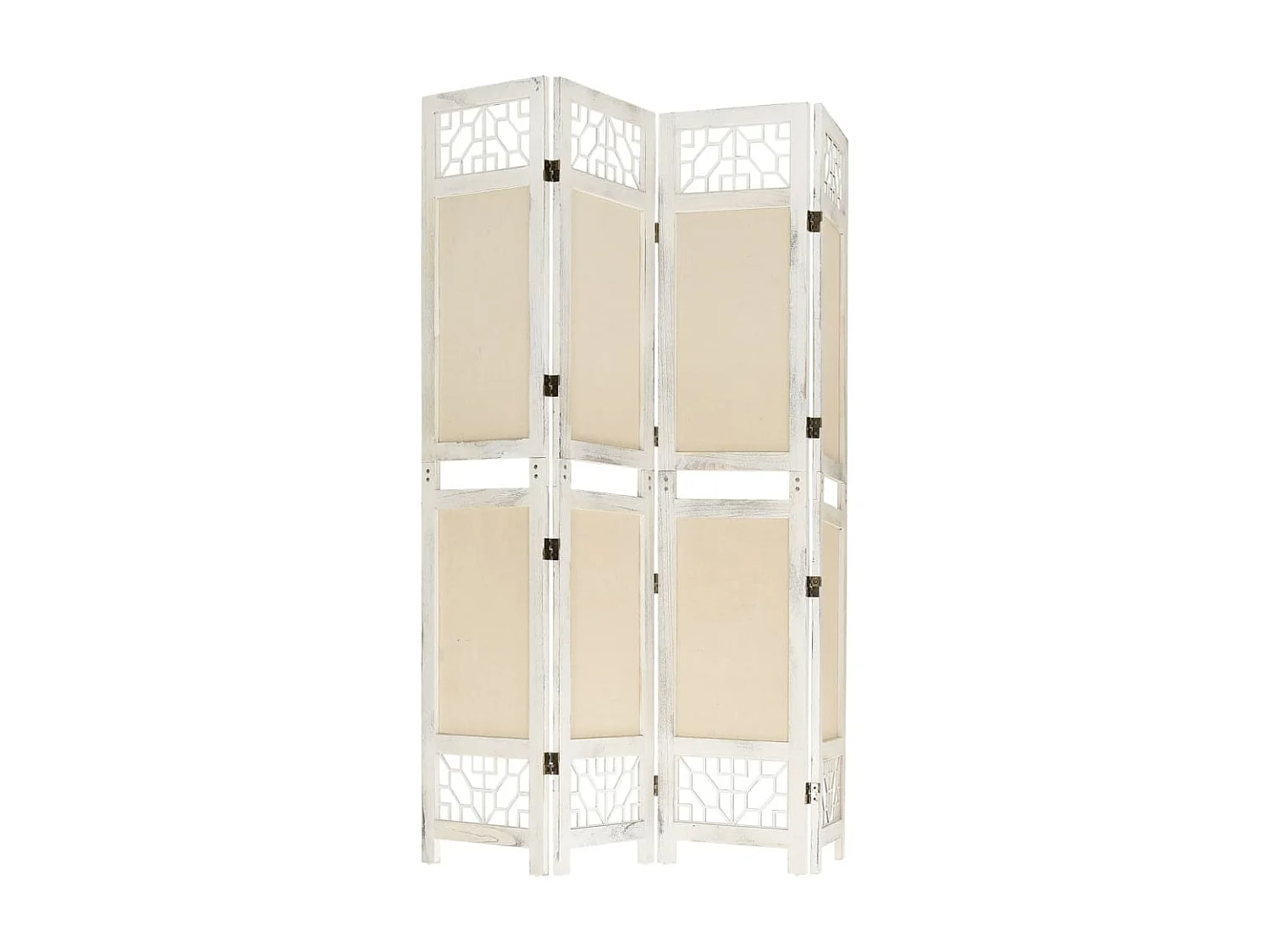 Paravent 4 panneaux Crème 140x165 cm Tissu WVGQ3147
