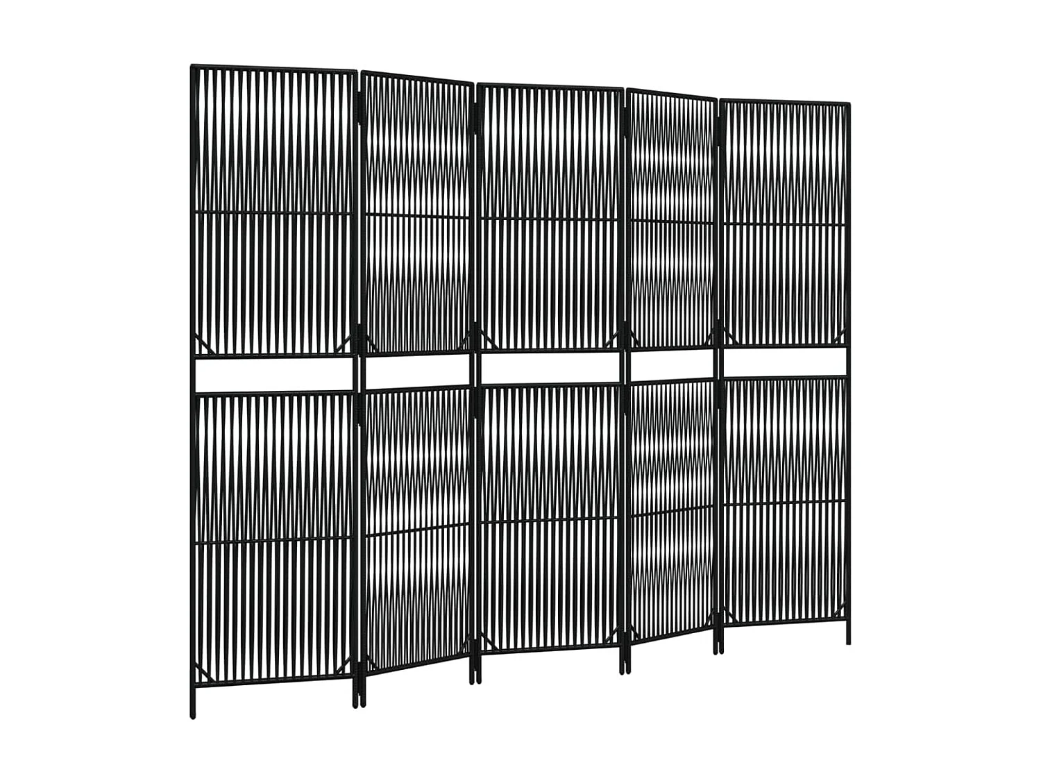 Biombo de 5 paneles ratán sintético negro ES338343