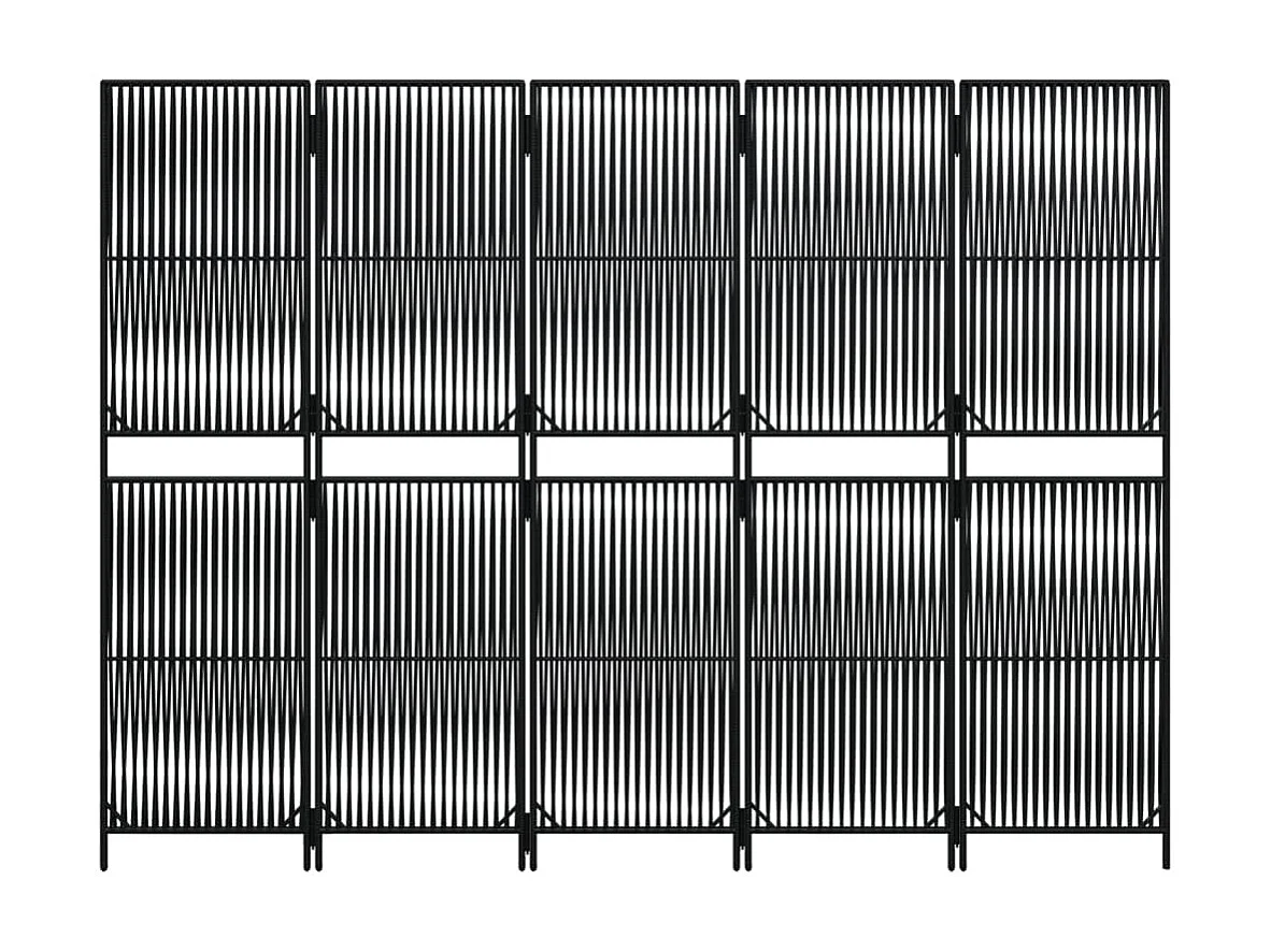 Biombo de 5 paneles ratán sintético negro ES338343