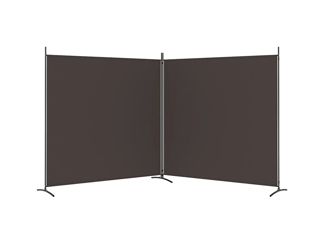 Biombo divisor de 2 paneles de tela marrón 348x180 cm ES833820