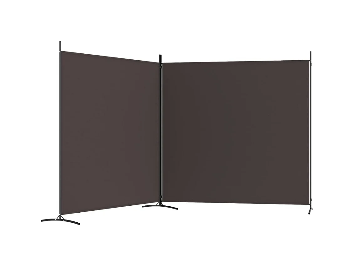 Biombo divisor de 2 paneles de tela marrón 348x180 cm ES833820