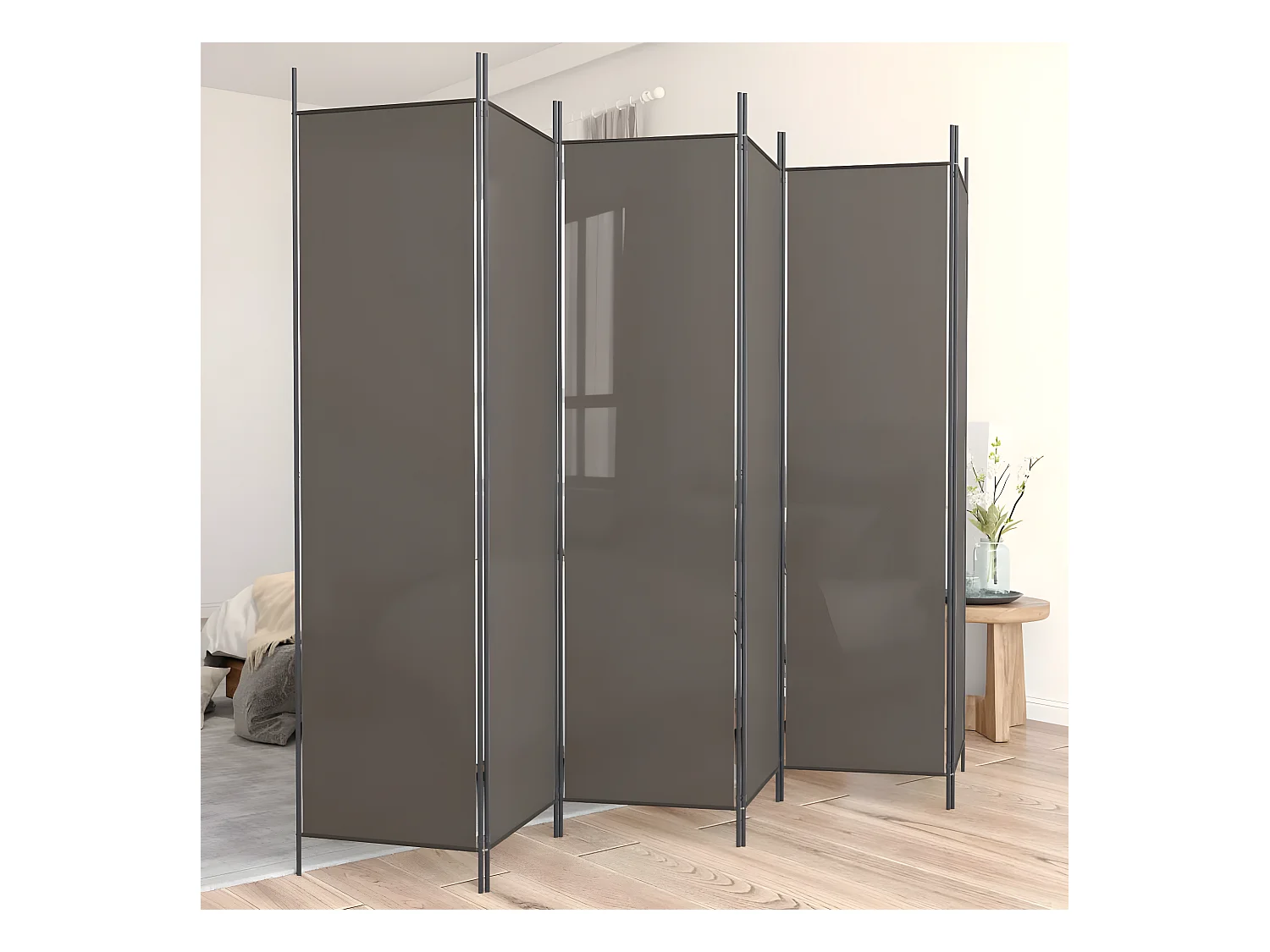 Paravent 6 panneaux Anthracite 300x200 cm Tissu WVGQ8737
