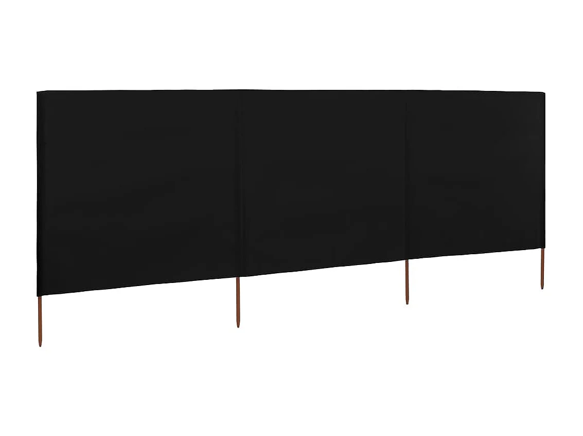 Paravent 3 panneaux Tissu 400 x 120 cm Noir WVGQ1810
