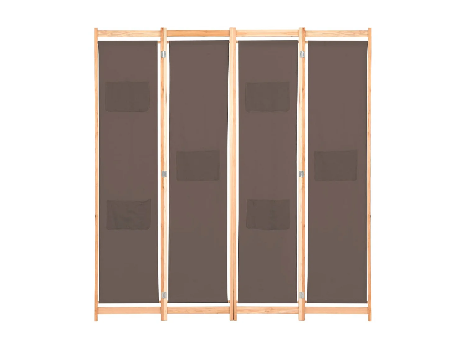 Biombo divisor de 4 paneles de tela marrón 160x170x4 cm ES512457