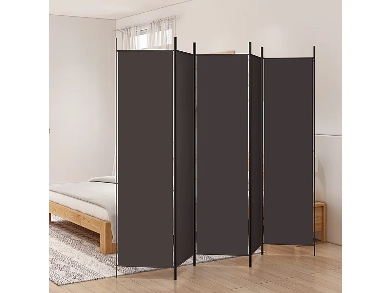 Biombo divisor de 5 paneles de tela marrón 250x200 cm ES794788