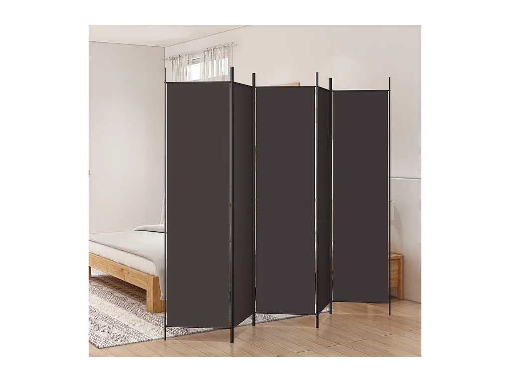 Paravent 5 panneaux Marron 250x200 cm Tissu WVGQ9407