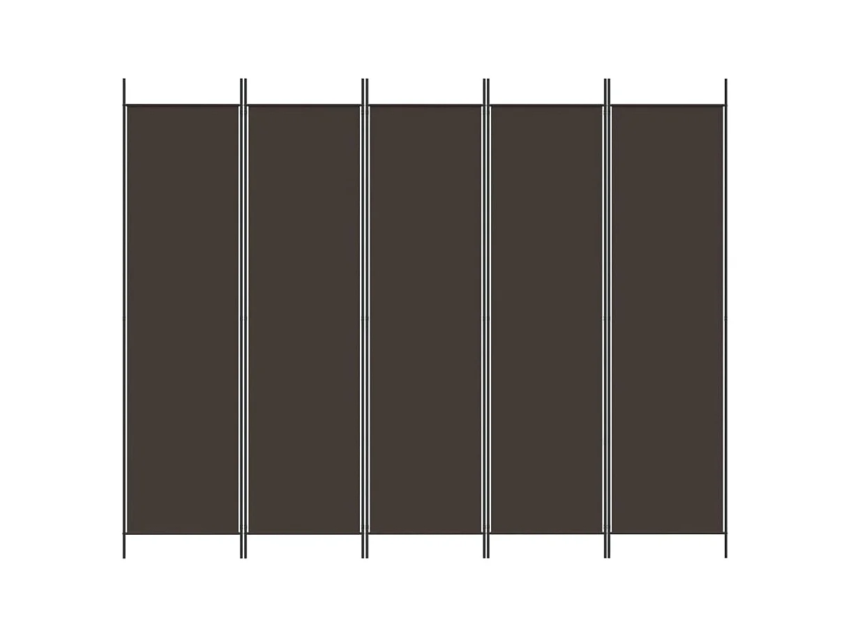 Biombo divisor de 5 paneles de tela marrón 250x200 cm ES794788