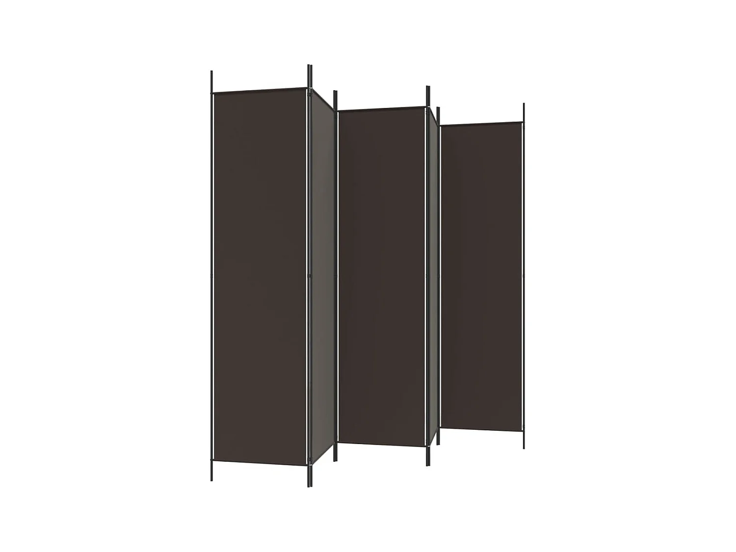 Biombo divisor de 5 paneles de tela marrón 250x200 cm ES794788