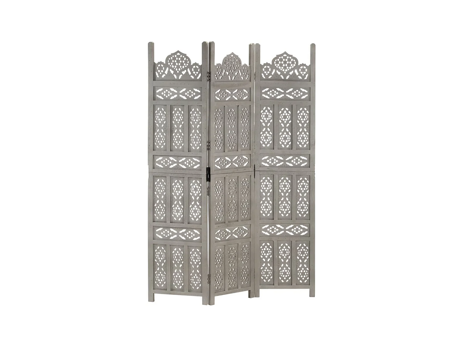 Paravent 3 panneaux Gris 120x165 cm Bois manguier WVGQ9358