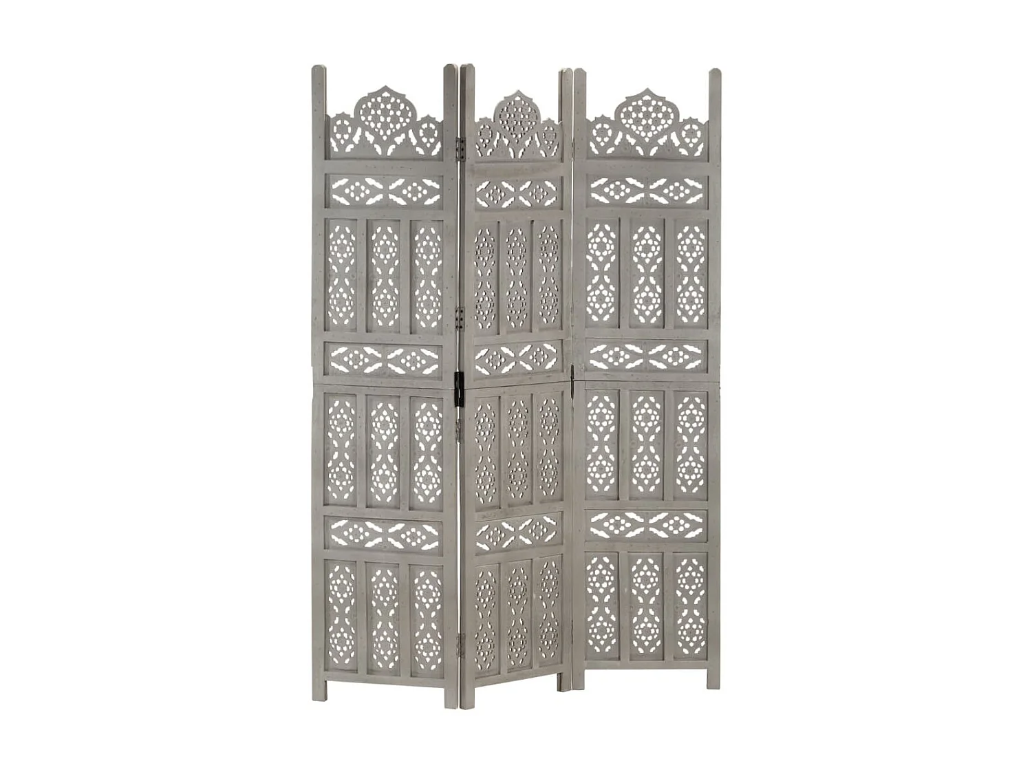 Paravent 3 panneaux Gris 120x165 cm Bois manguier WVGQ9358