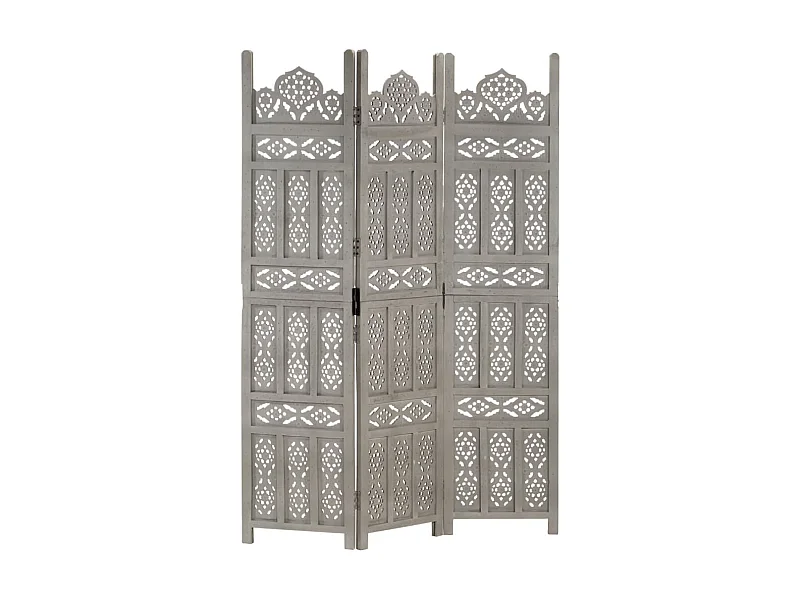 Paravent 3 panneaux Gris 120x165 cm Bois manguier WVGQ9358