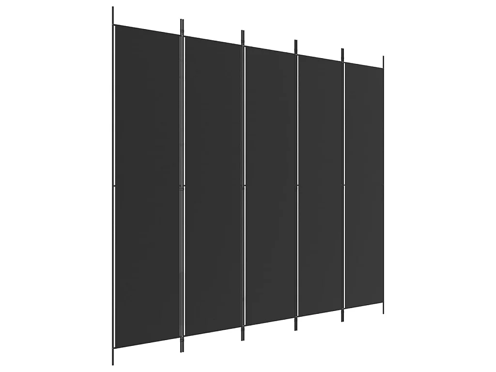 Paravent 5 panneaux Noir 250x220 cm Tissu WVGQ9394