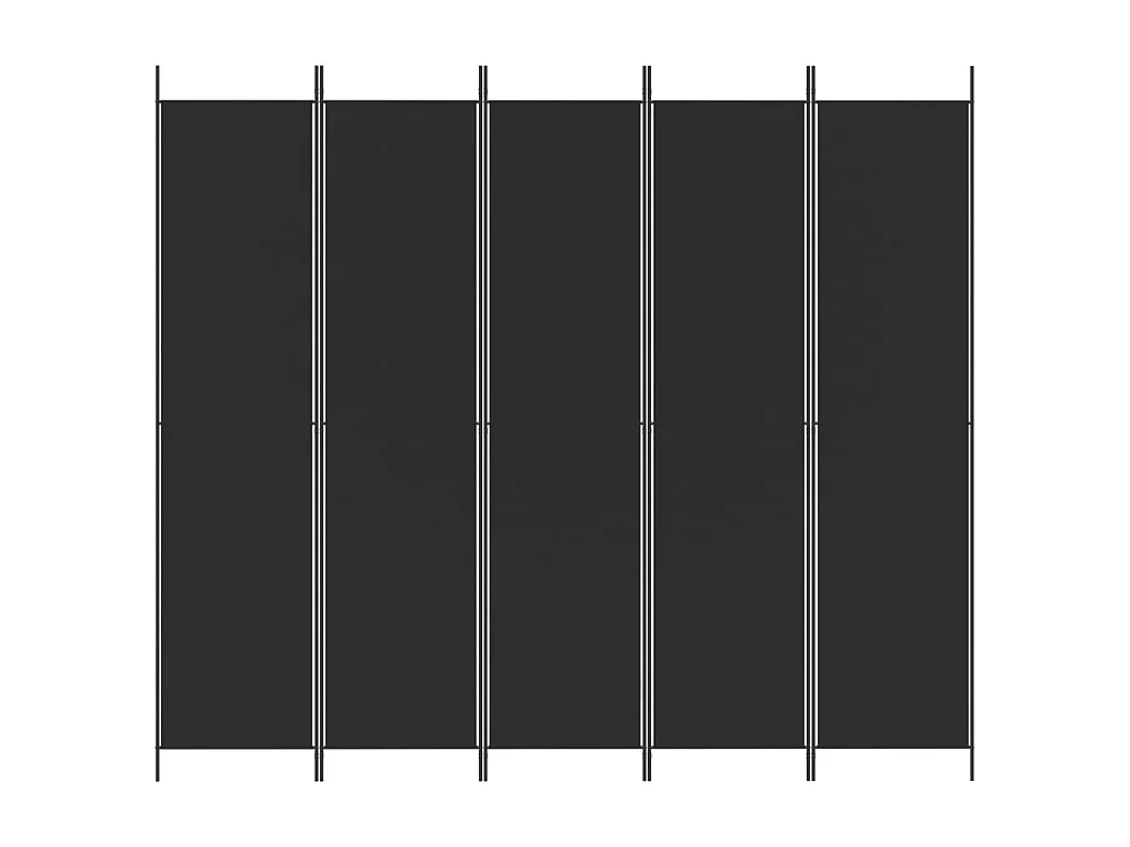 Paravent 5 panneaux Noir 250x220 cm Tissu WVGQ9394